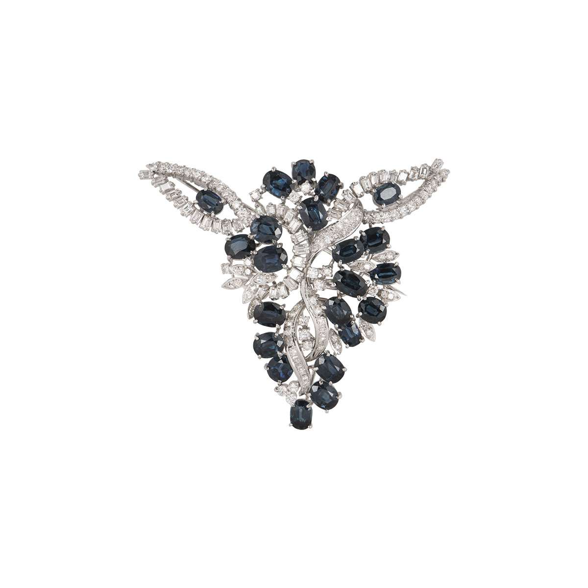 White Gold Sapphire and Diamond Brooch | Rich Diamonds